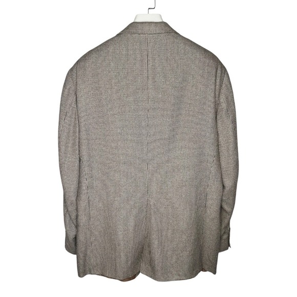 Chaps Ralph Lauren Blazer Men 46R Tan Black Excellent Micro-Check Houndstooth - Picture 4 of 7